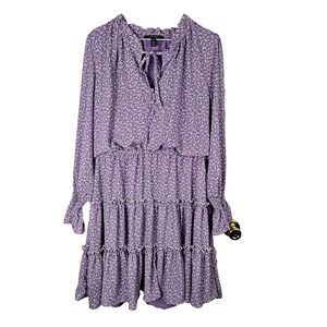 Ellen Tracey Peasant Dress Size L Knee/Midi Purple Ren Faire Lined Long Sleeve